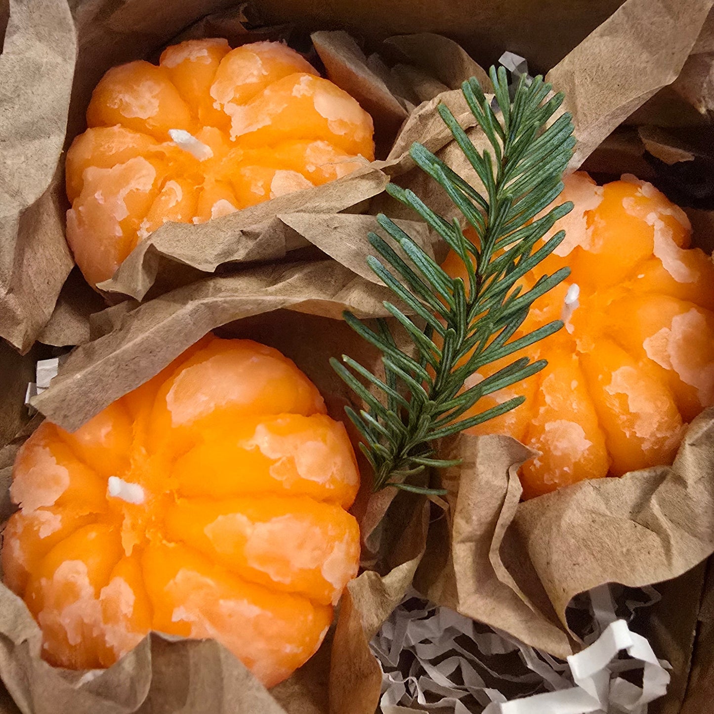 Mandarin Beeswax Candles - Scented Handmade Set of 3