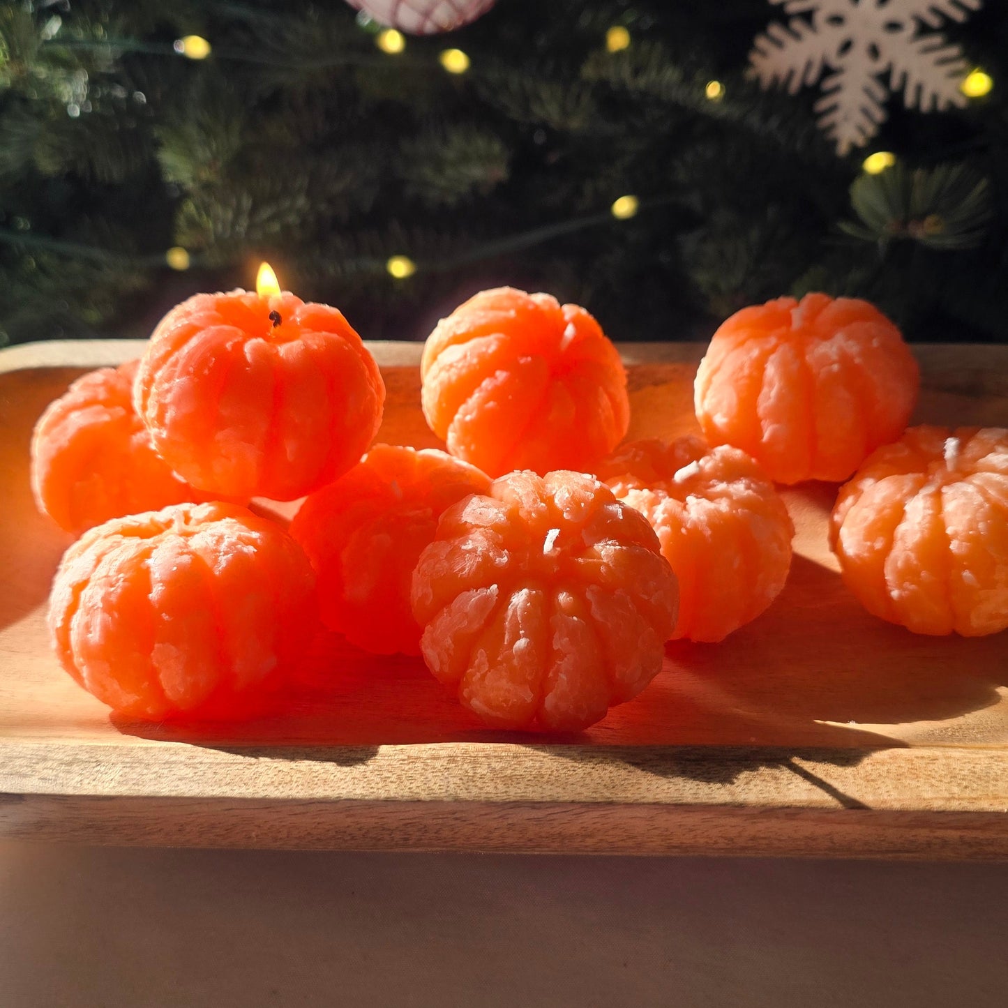 Mandarin Beeswax Candles  - Scented Handmade Set of 3