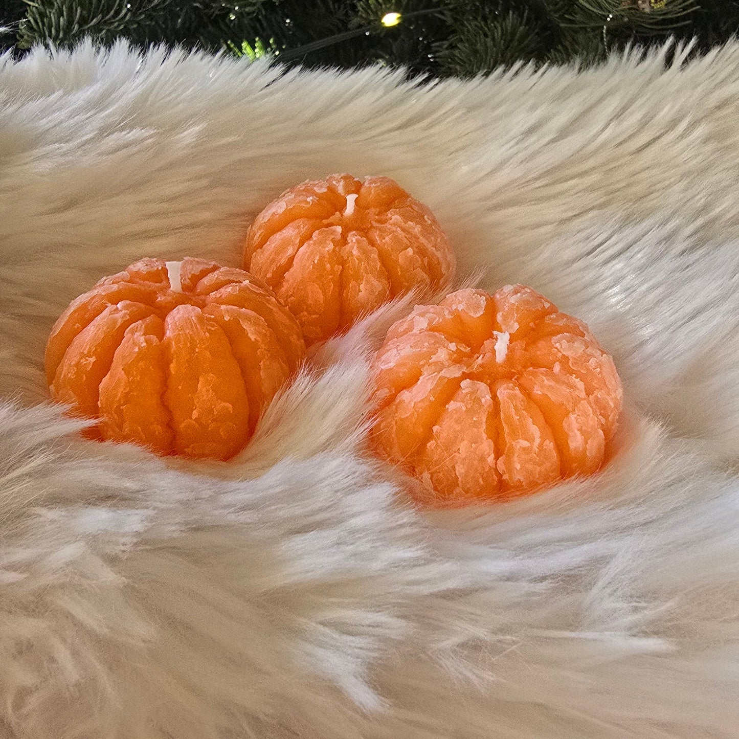 Mandarin Beeswax Candles  - Scented Handmade Set of 3