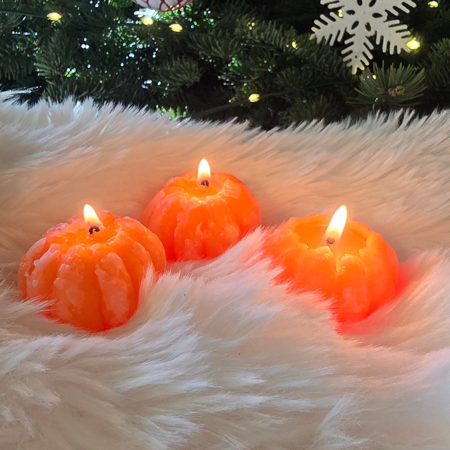 Mandarin Beeswax Candles  - Scented Handmade Set of 3